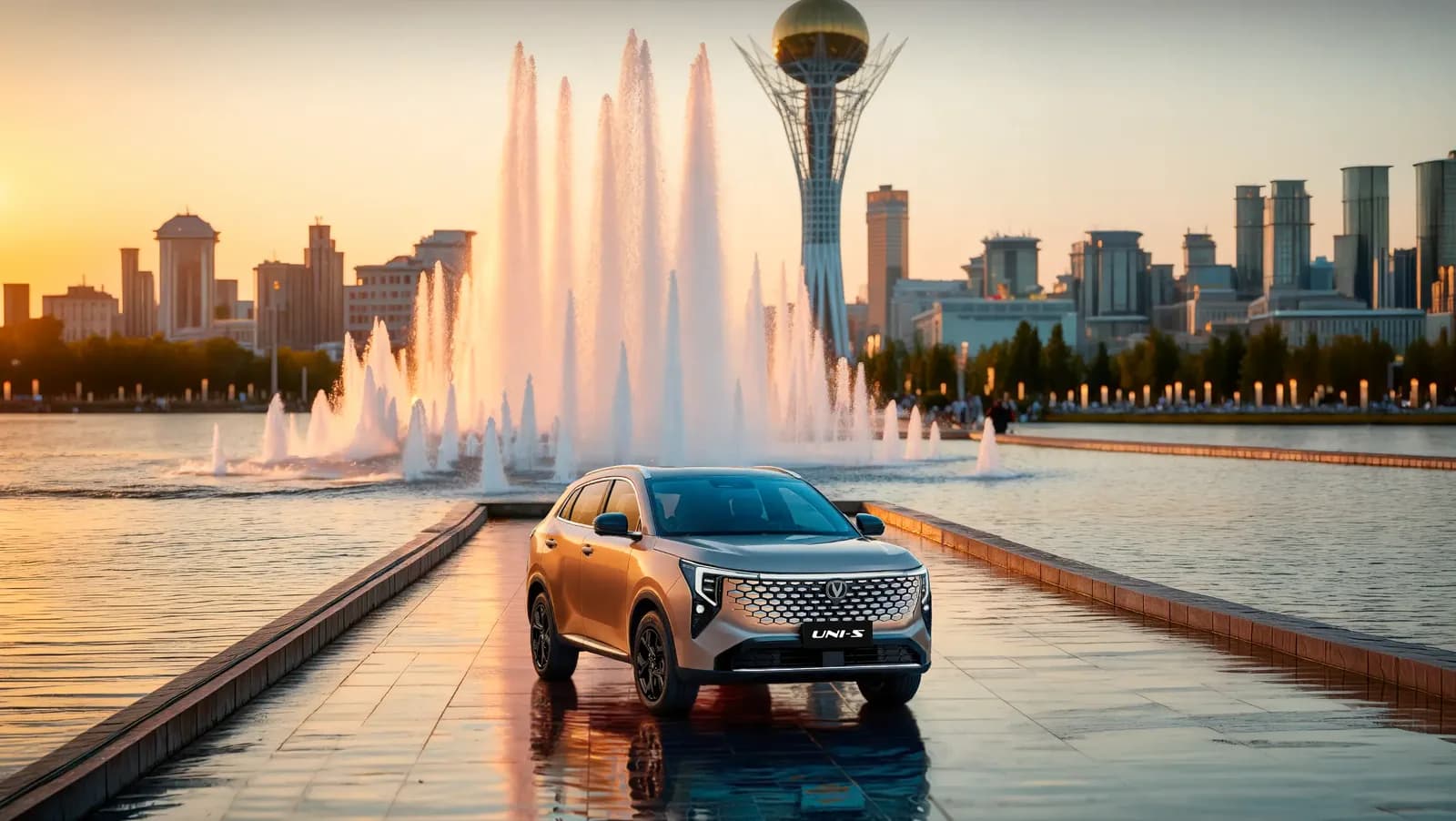 Changan UNI-S четвёртого поколения у фонтана